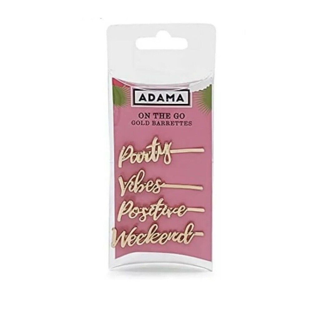 Women's Hair Adama On The Go Gold Cursive 5 Barrette Hairstyle Bling Hai…